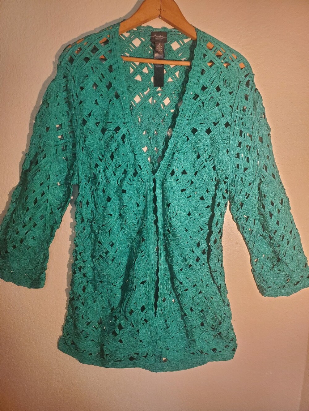 🌴CHICO'S SOUTACHE LONG JACKET   SIZE 2      EUC